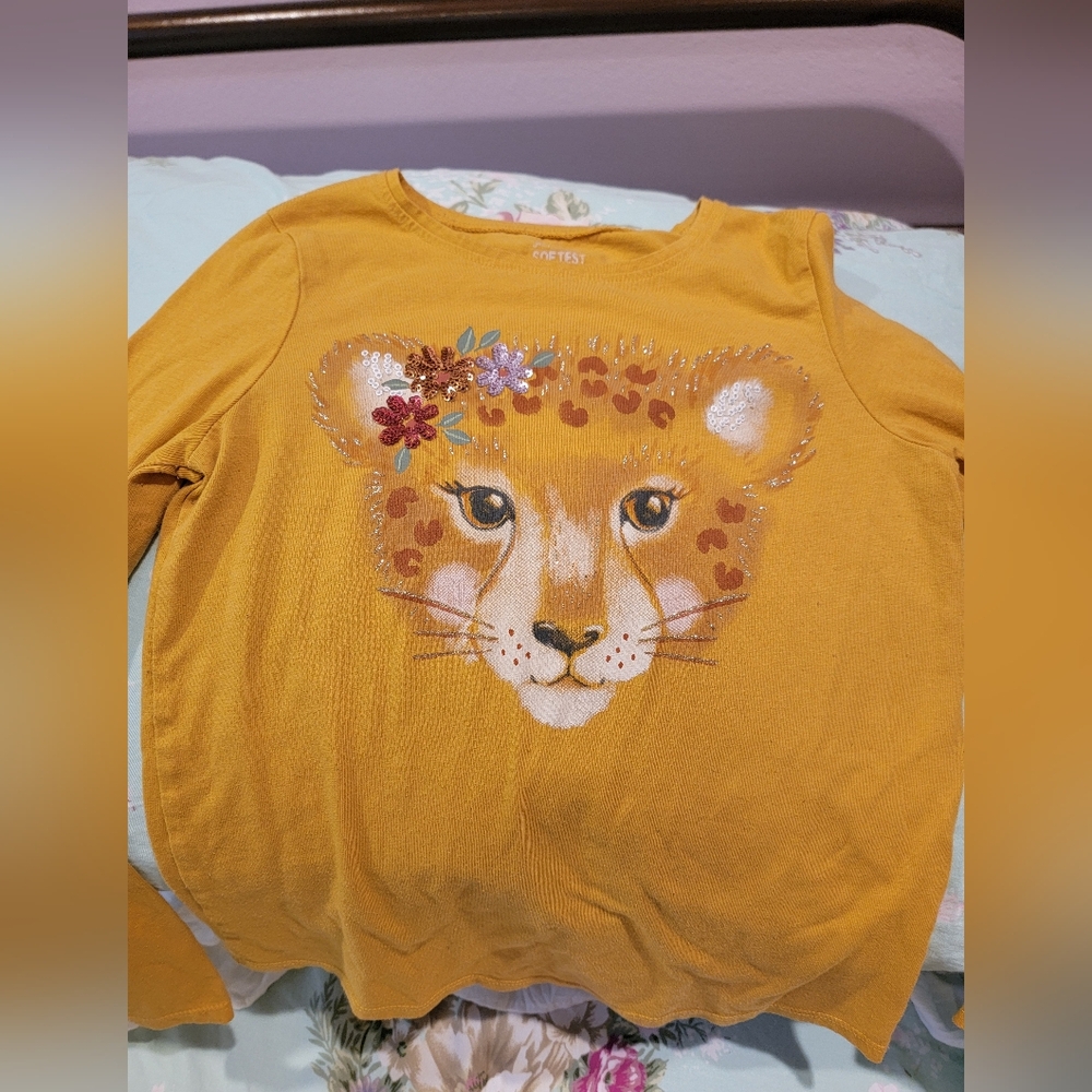 Jumping Beans Yellow Long Sleeve Tee with Cheetah